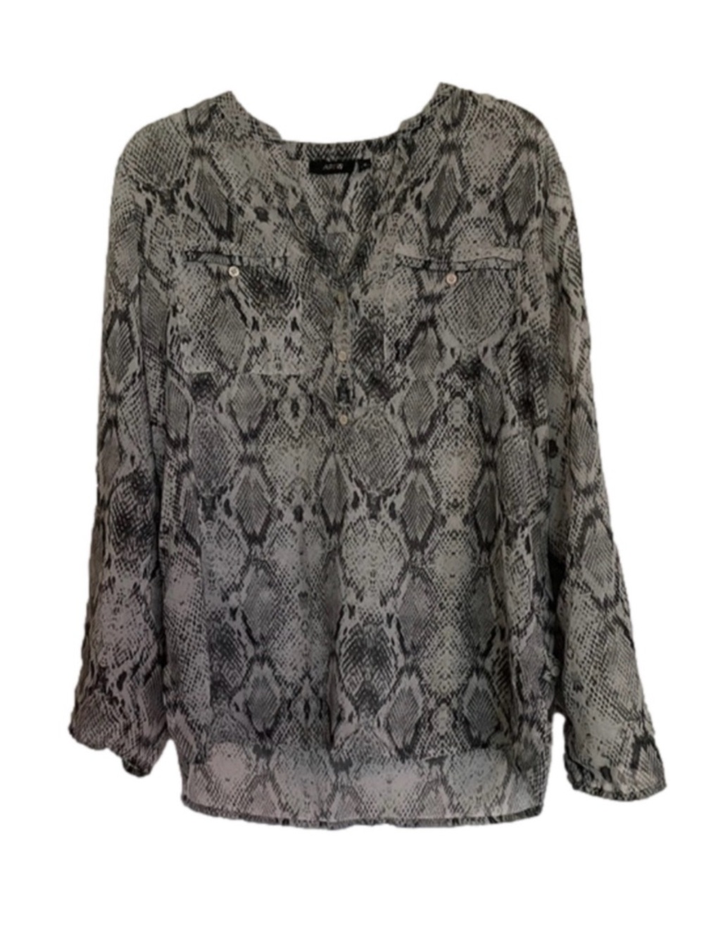 APT. 9 Semi-Sheer Long Sleeve Pullover Blouse, Women’s M, Gray